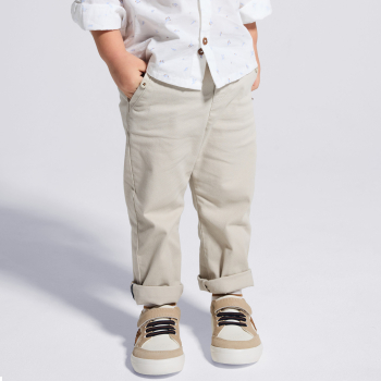 بنطال من القطن الفاخر، باللون البيج الفاتح للأولاد الصغار